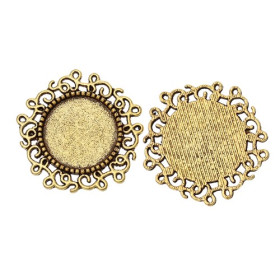 Supports de Pendentif Connecteur Fleur Métal Or Antique