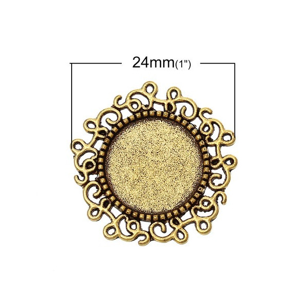 Supports de pendentif connecteur fleur métal coloris Or Antique