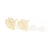 Boucles d'oreille clou puce avec attache Fleur Dentelle Cuivre couleur Doré 18KT