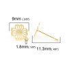 Boucles d'oreille clou puce avec attache Fleur Dentelle Cuivre couleur Doré 18KT