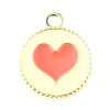 Pendentifs Émaillés Cercle et Cœur Rose 16mm