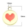 PS11674696 PAX 10 pendentifs émaillés Cercle et Coeur Rose 16mm