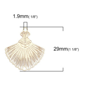 PS110131884 PAX 5 Estampes pendentif filigrane Eventail 29mm métal coloris Doré