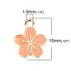 PS110228151 PAX 10 pendentifs émaillés Fleur de Sakura Rose 15mm métal doré 