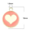 PS11674698 PAX 10 pendentifs émaillés Cercle et Coeur Crème 16mm