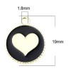 PS11674700 PAX 10 pendentifs émaillés Cercle et Coeur Crème 16mm