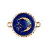 PS11677009 PAX 5 connecteurs émaillés Bleu Nuit Cercle et Lune avec strass multicolores 16mm