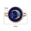 PS11677009 PAX 5 connecteurs émaillés Bleu Nuit Cercle et Lune avec strass multicolores 16mm
