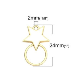 PS110200453 PAX 4 pendentifs connecteurs émaillés Cercle et Etoile Blanc