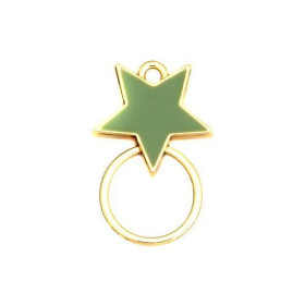 Pendentifs Connecteurs Émaillés Cercle et Étoile Vert