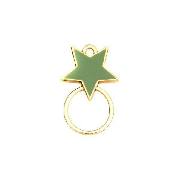 Pendentifs Connecteurs Émaillés Cercle et Étoile Vert