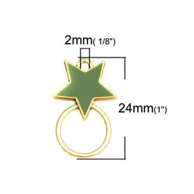 Pendentifs Connecteurs Émaillés Cercle et Étoile Vert