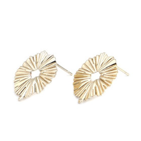 PS11665522 PAX 1 paire de boucle d'oreille PUCE Forme Soleil Ondulé 18mm métal coloris Doré