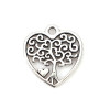 Pendentif breloque ARBRE dans Coeur 18mm coloris Argent Platine