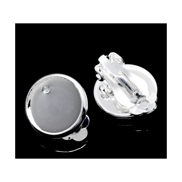 PS1122706 PAX 10 supports de Boucles d'oreille clips 12mm  métal Coloris ARGENT VIF