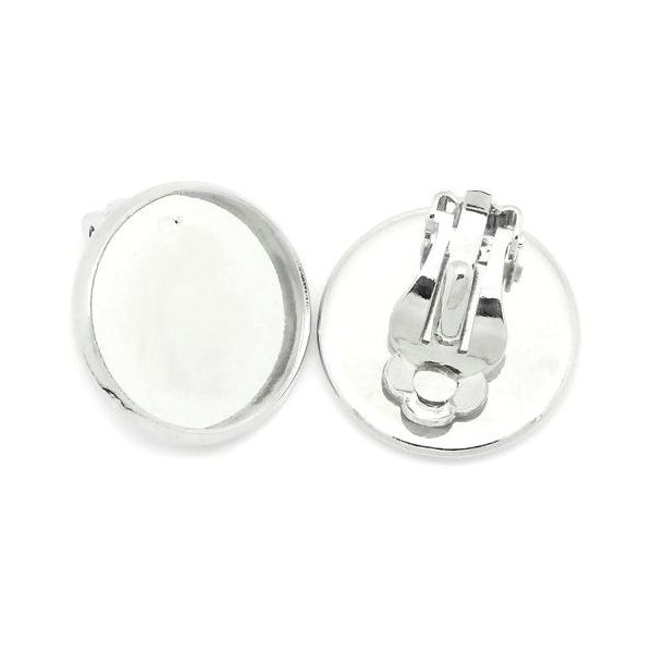 PS1122706 PAX 10 supports de Boucles d'oreille clips 12mm  métal Coloris ARGENT VIF