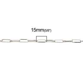 PS110254674 PAX de 1 mètre Chaine maille Ovale 15 par 5mm métal coloris Argent Platine