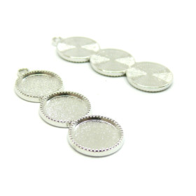 PS11671504 PAX 5 Supports de pendentif Triple 12mm metal couleur Argent Platine