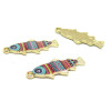 Pendentifs Poisson Ethnique 27mm – Résine Émaillée sur Métal Doré