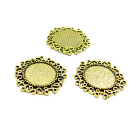 Supports de Pendentif Connecteur Fleur Métal Or Antique