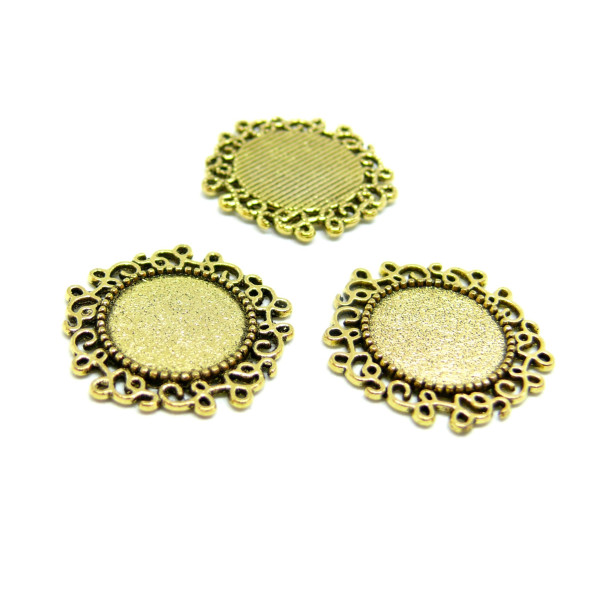 Supports de Pendentif Connecteur Fleur Métal Or Antique