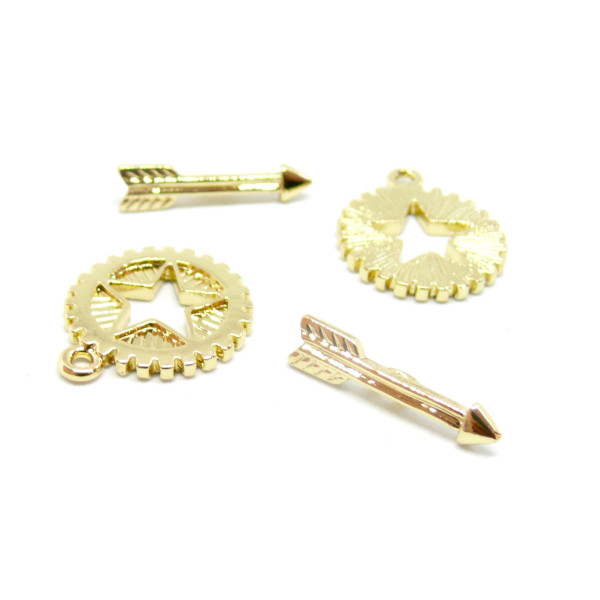 sets fermoirs T toggle Etoile metal couleur Doré