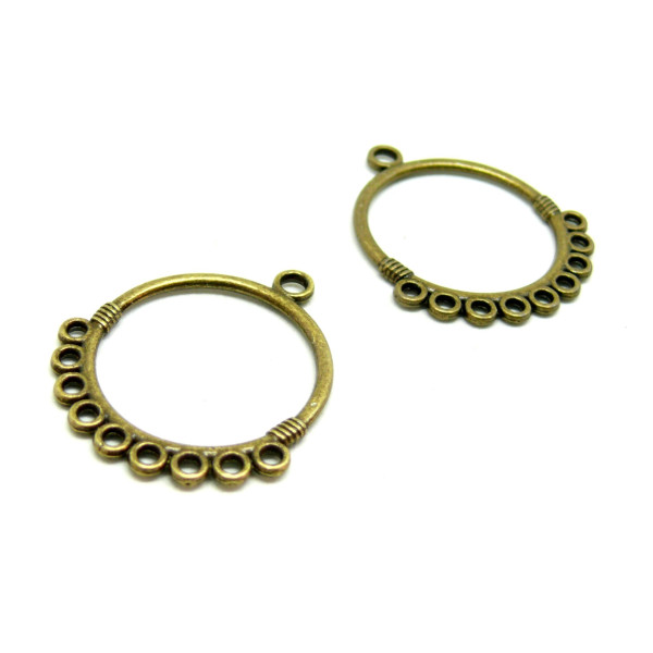 Multiconnecteurs Chandeliers Rond Ethnique 9 trous, métal finition Bronze