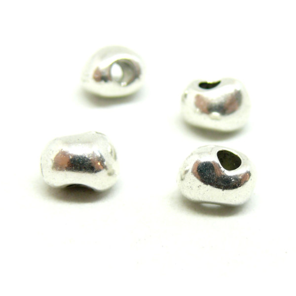 Perles Intercalaires Forme Galet 9x7mm – Métal Couleur Argent Platine
