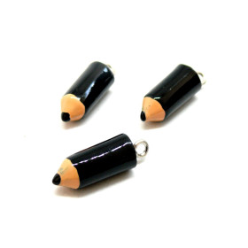 PS11422622 PAX 4 Pendentifs Crayon Résine Noir 2cm  