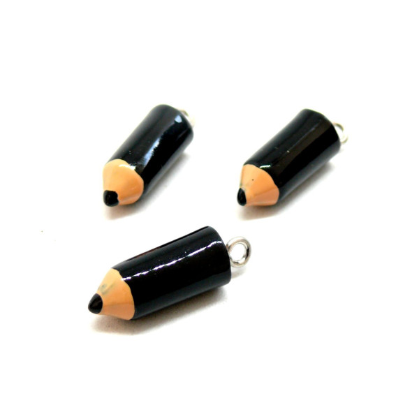 PS11422622 PAX 4 Pendentifs Crayon Résine Noir 2cm  