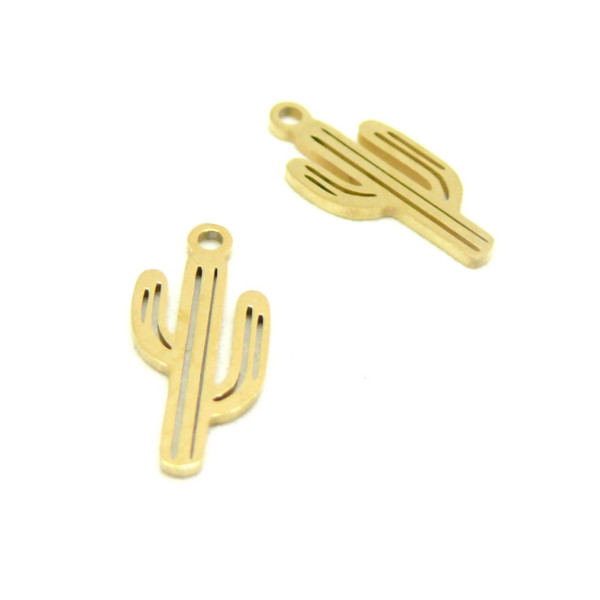 Pendentifs breloques Cactus 17mm en Acier Inoxydable 201 coloris Doré