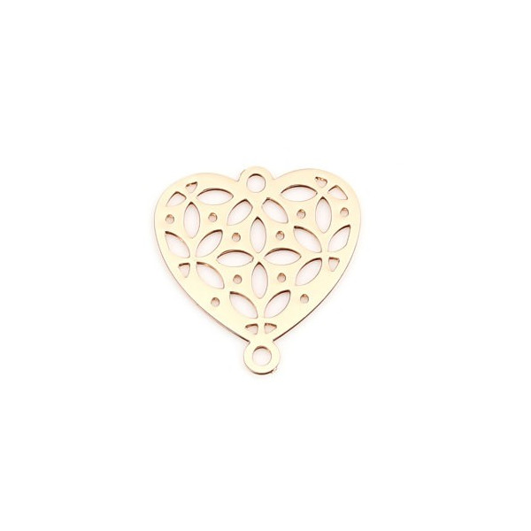 PS110239276 PAX 5 Estampes pendentif filigrane Coeur 16 mm métal coloris Doré