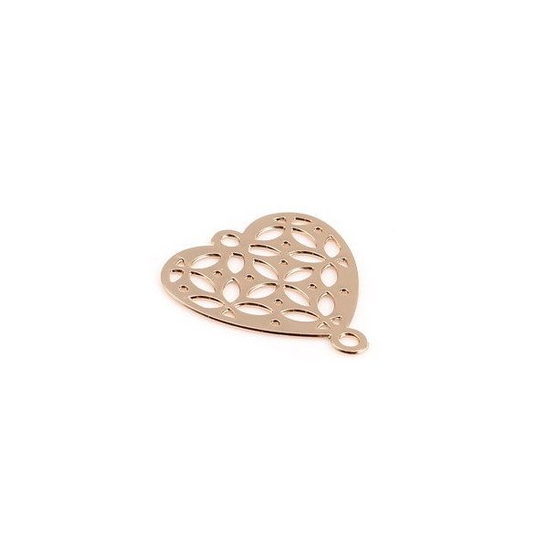 PS110239276 PAX 5 Estampes pendentif filigrane Coeur 16 mm métal coloris Doré