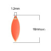 Sequins, médaillons émaillés BIFACE, NAVETTES FINES 16 par 5 mm Orange, sur une base en cuivre Doré