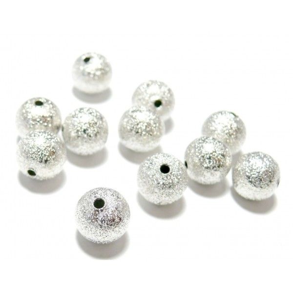 PS1101303 PAX 25 perles intercalaires stardust granitees paillettes 8mm cuivre couleur Argent Vif