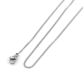 Colliers 43,5 cm Maille Fine 2mm – Acier Inoxydable 304 Argent Platine