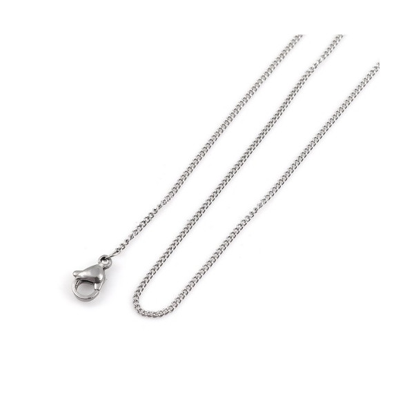 Colliers 43,5 cm Maille Fine 2mm – Acier Inoxydable 304 Argent Platine