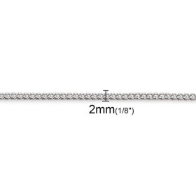 Colliers 43,5 cm Maille Fine 2mm – Acier Inoxydable 304 Argent Platine