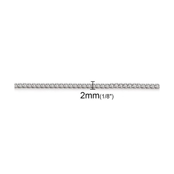 Colliers 43,5 cm Maille Fine 2mm – Acier Inoxydable 304 Argent Platine