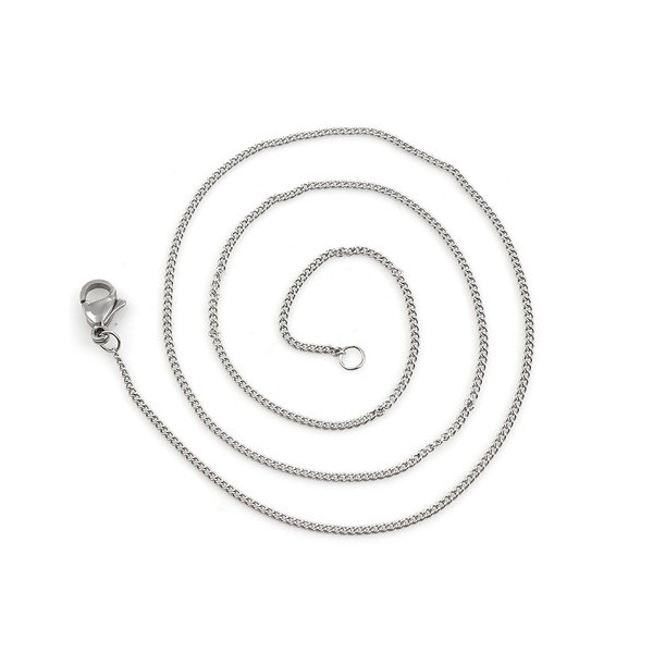Colliers 43,5 cm Maille Fine 2mm – Acier Inoxydable 304 Argent Platine