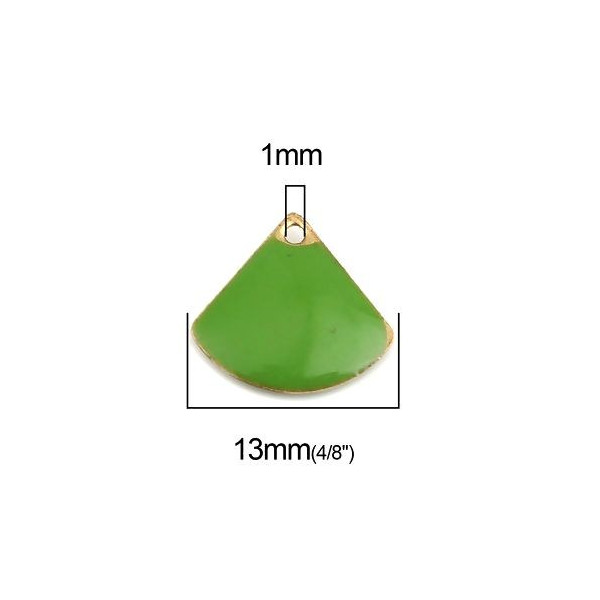 Sequins Médaillons Émaillés Eventail 13x12mm Vert