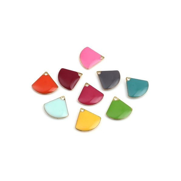 Sequins Médaillons Émaillés Eventail 13x12mm Vert