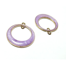 S11105678 PAX 10 pendentifs connecteur cercle resine Rose 25mm couleur Doré