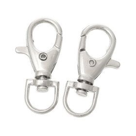 Grands Mousquetons Porte Clés Métal couleur Argent Platine 38mm