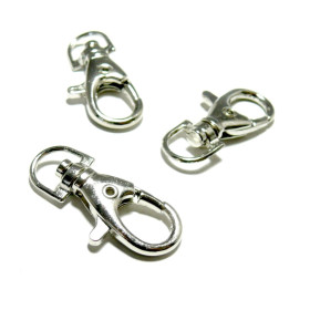 Grands Mousquetons Porte Clés Métal couleur Argent Platine 38mm