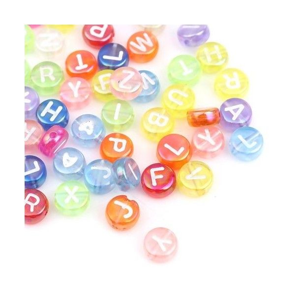 PS11662438 PAX 100 pendentifs Perles intercalaire passants Coeur Multicolores Alphabet Acrylique