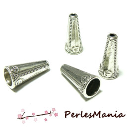 10 coupelles caps  embouts de cordon ETHNIQUE2B3430 VIEIL ARGENT 