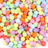 PS110229181 PAX 100 pendentifs Perles intercalaire passants  Rond Plat 7mm Multicolores Flashy Alphabet Acrylique