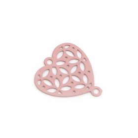 PS110239272 PAX 10 Estampes pendentif connecteur filigrane Coeur 13mm coloris Rose