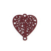 PS110239260 PAX 10 Estampes pendentif connecteur filigrane Coeur Arbre 13mm coloris Bordeaux